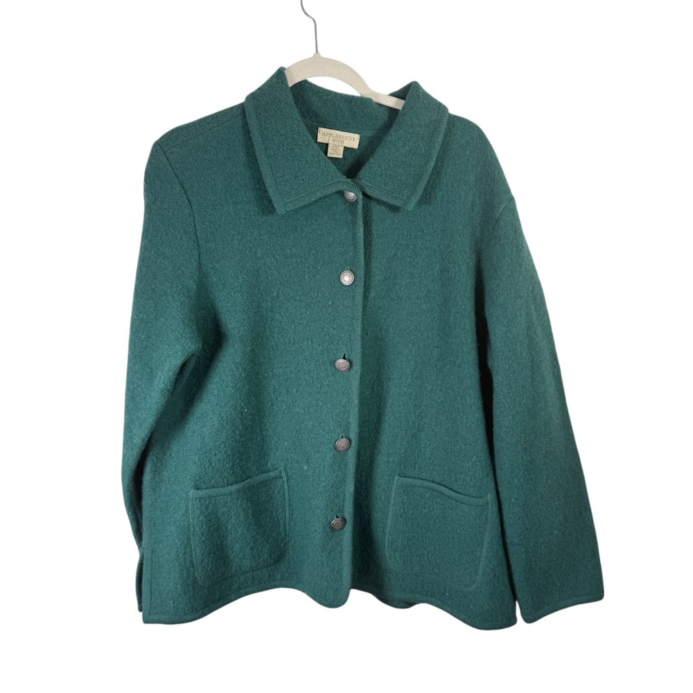 Appleseed’s 100% Wool Green Cardigan Sweater Preppy Office Women’s PXL